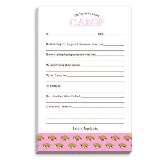 Pink S'More Fill In Camp Notepads